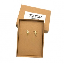 Golden Lightning Bolt Earrings by Sixton London